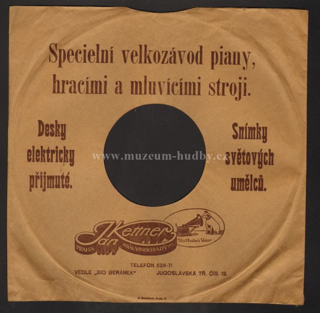 obal Shellac / Šelak / 78rpm records / His Master's Voice / Jan Kettner