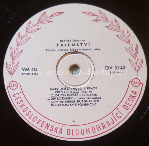 Bedřich Smetana, Národní Divadlo V Praze , Řídí: Jaroslav Krombholc