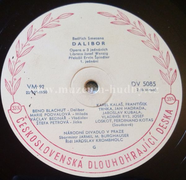 Bedřich Smetana Conductor: Jaroslav Krombholc