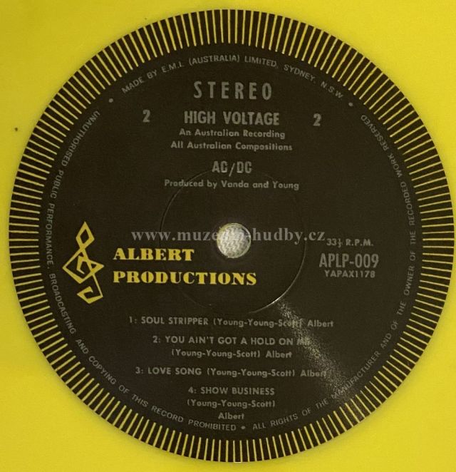 AC/DC-High Voltage [yellow vinyl] | online vinyl shop, gramofonové desky