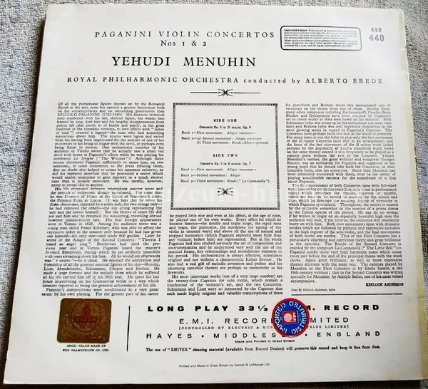 Paganini, Yehudi Menuhin, The Royal Philharmonic Orchestra, Alberto Erede - Obrázek 2