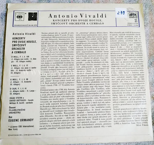 Antonio Vivaldi, I. Stern, D. Oistrach, R.W. Smith, Členové Filadelfské Filharmonie - Obrázek 2