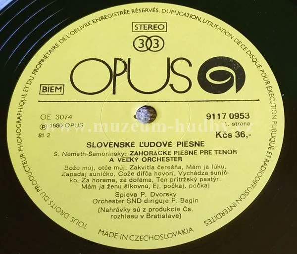 Peter Dvorský, Orchester SND, Pavol Bagin - Obrázek 3