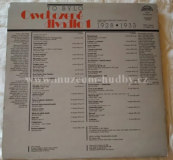 Osvobozené Divadlo, Jiří Voskovec a Jan Werich, Jaroslav Ježek, Ježkův Orchestr Osvobozeného Divadla - Obrázek 3