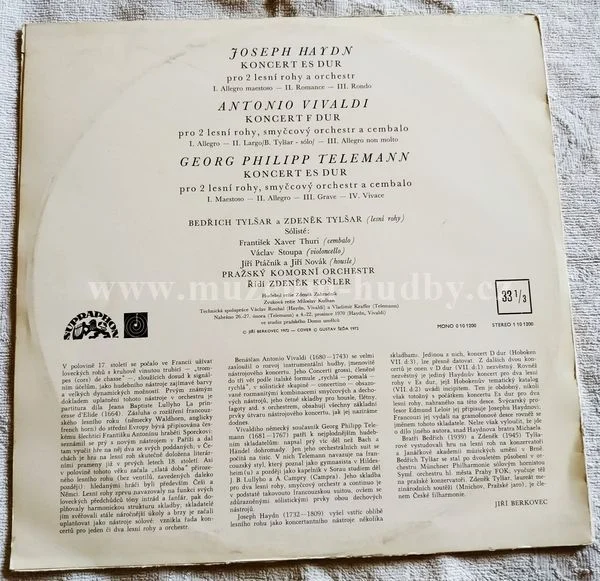 Haydn, Vivaldi, Telemann > Bedřich Tylšar > Zdeněk Tylšar > Pražský Komorní Orchestr > Zdeněk Košler - Obrázek 2