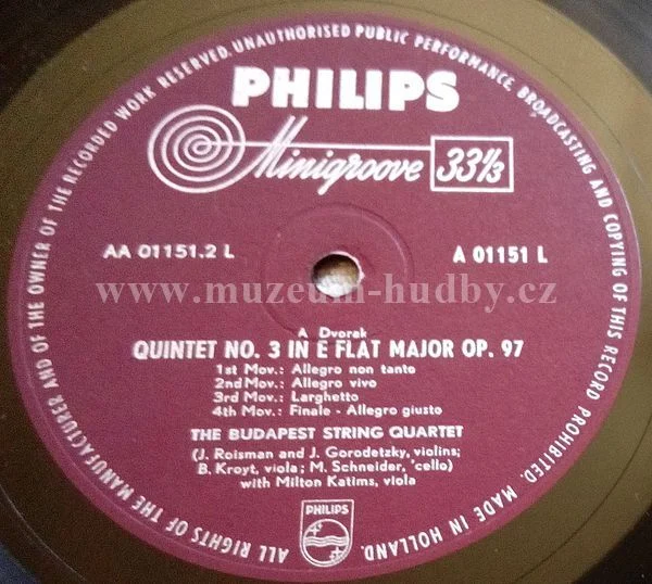 Budapest String Quartet, Johannes Brahms, Antonín Dvořák - Obrázek 4