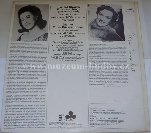 Lisa Della Casa & Kathleen Ferrier, Richard Strauss / Mahler - Obrázek 2