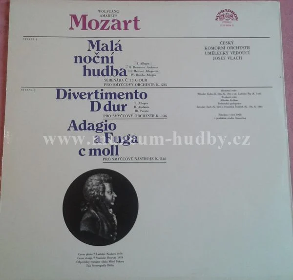 Wolfgang Amadeus Mozart, Český Komorní Orchestr Umělecký Vedoucí Josef Vlach - Obrázek 2