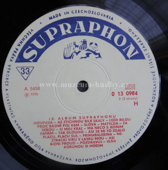 IX.ALBUM SUPRAPHONU - Gott, Zagorová, Neckář, Voborníková, Bobek - Obrázek 5